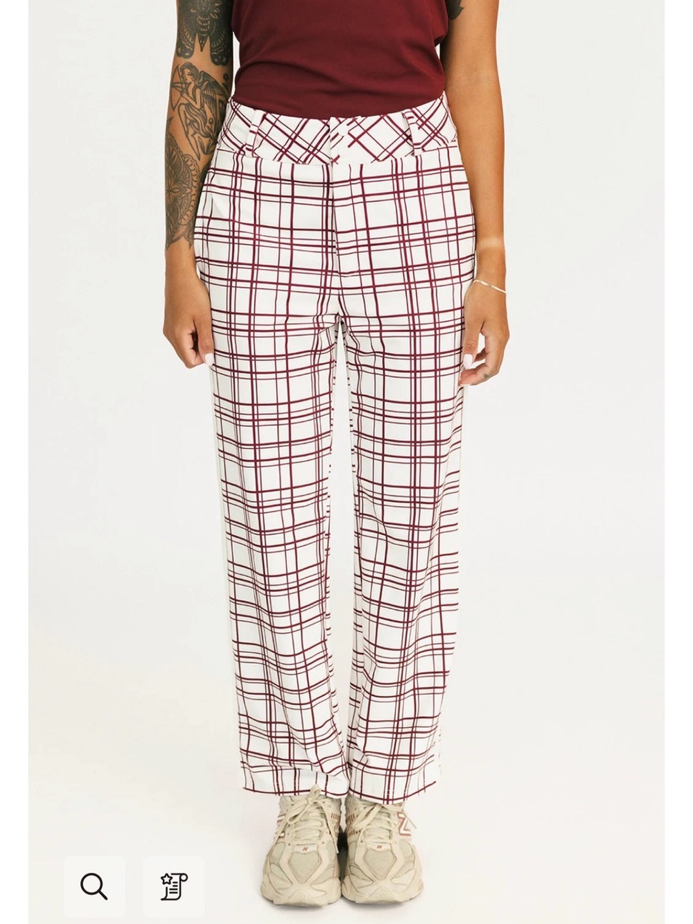 Fore All Sloan Size XS  - White & Burgundy Plaid Golf Pant